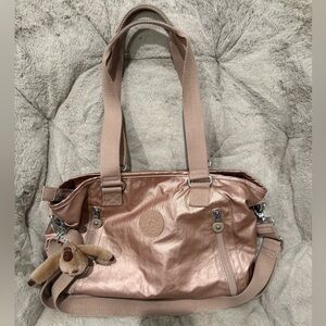 Kipling metallic rose gold shoulder and crossbody bag